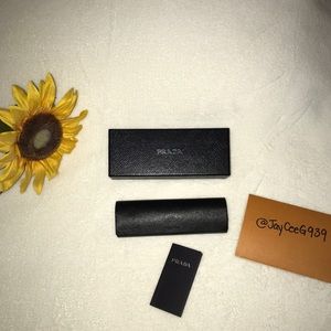 PRADA Black Saffiano Leather Glasses Case and Box